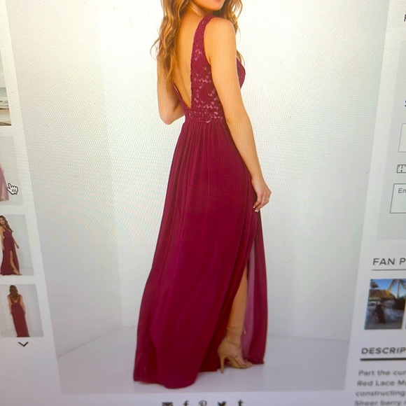Red Lace Maxi Dress - Lulu’s - Picture 2 of 2